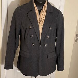 Charcoal Classic Knit lined Blazer with Gunmetal Buttons & Center Clasp 14